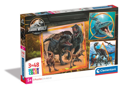 Clementoni Puzzel Square Jurassic World 3 Puzzel Met 48 Stukjes - Supercolor Puzzel Voor Kinderen, Gemaakt In Italië 25314