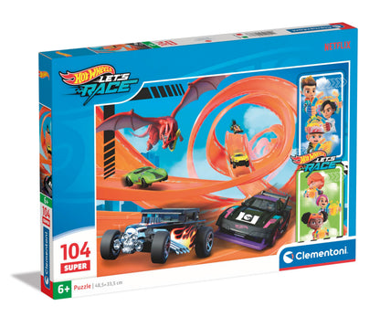 Clementoni- Hot Wheels Hotwheels-Supercolor Puzzle Infantil De 104 Piezas, para Niños 6-8 Años, Desarrolla La Concentraciòn Mentàl Y La Logica, 25776