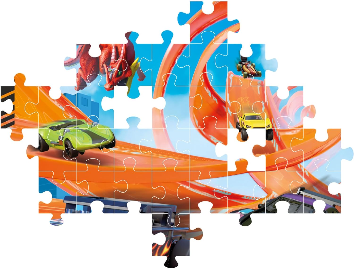 Clementoni- Hot Wheels Hotwheels-Supercolor Puzzle Infantil De 104 Piezas, para Niños 6-8 Años, Desarrolla La Concentraciòn Mentàl Y La Logica, 25776