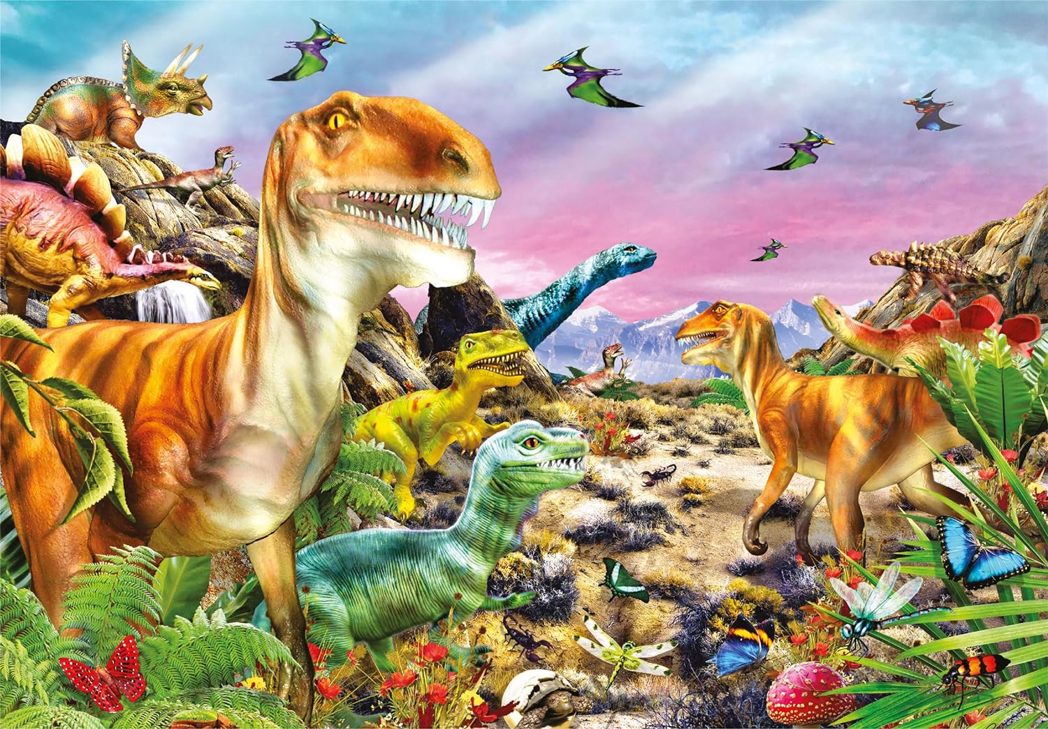 Clementoni Dinosaurier Kinder Puzzle 104 Teile - Dinosaurier Puzzle 37,9 x 26,9 cm für Kinder ab 6 Jahre - Geschicklichkeitsspiel von Clementoni 25779