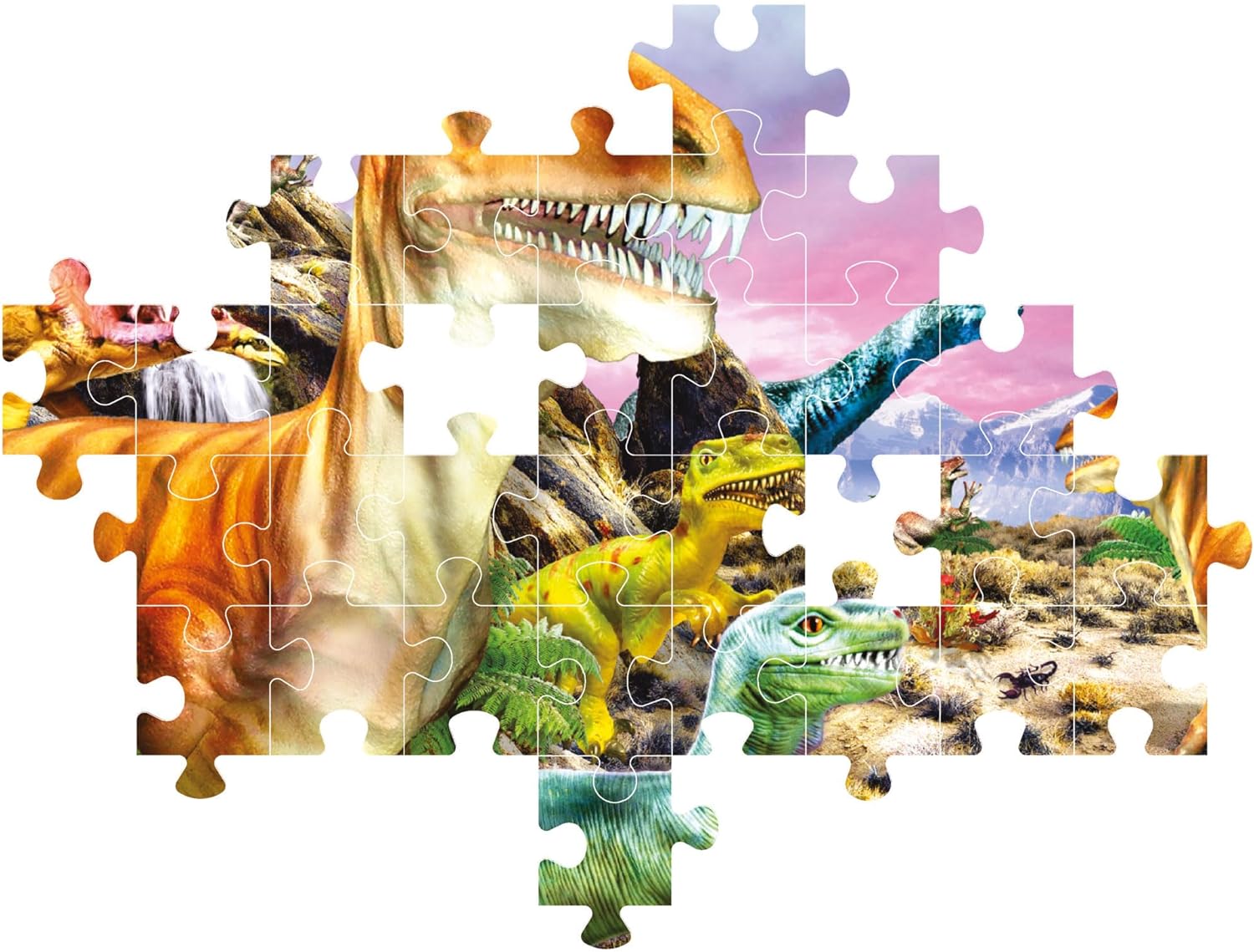 Clementoni Dinosaurier Kinder Puzzle 104 Teile - Dinosaurier Puzzle 37,9 x 26,9 cm für Kinder ab 6 Jahre - Geschicklichkeitsspiel von Clementoni 25779