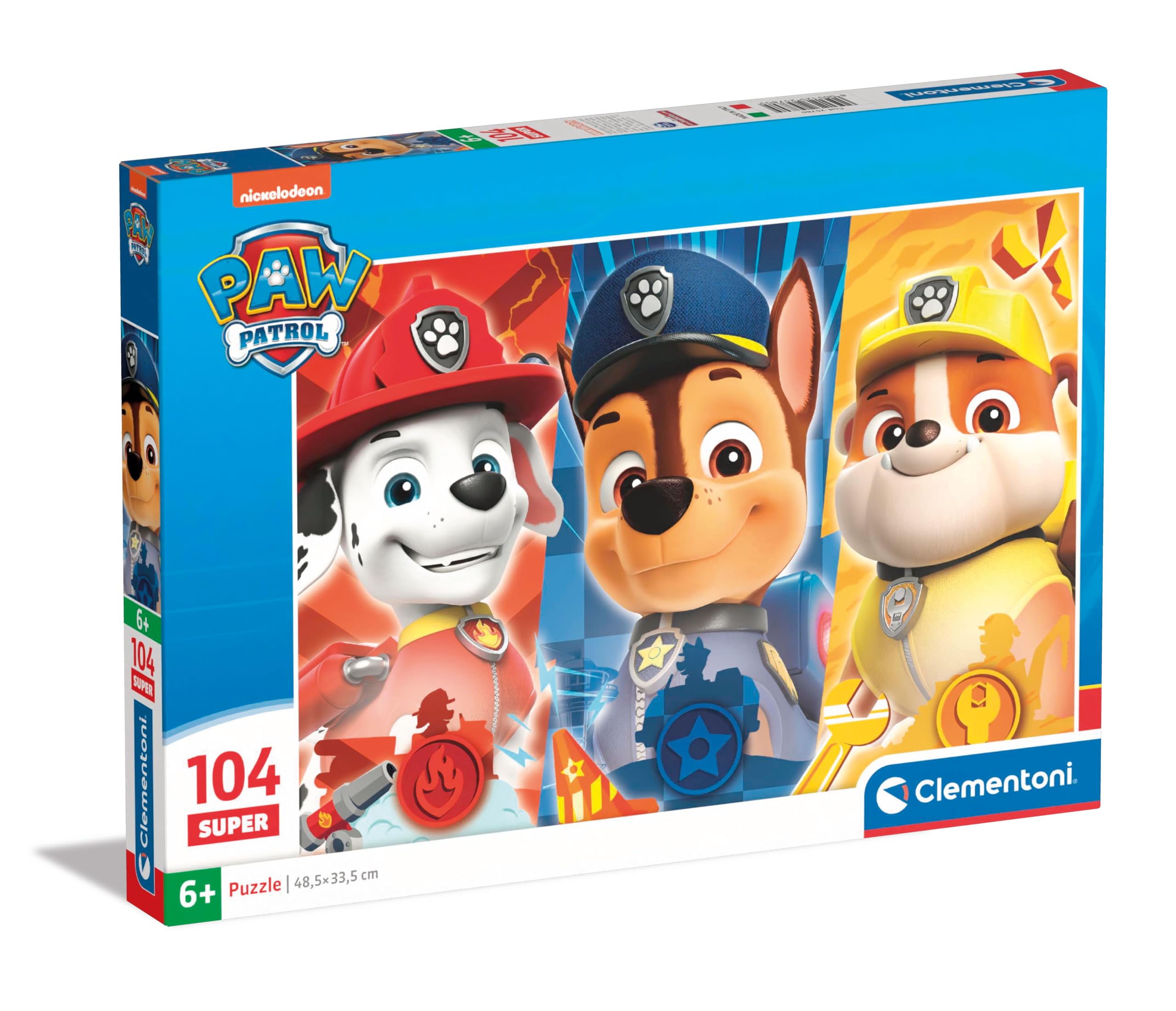 Clementoni 25780 Paw Patrol Jigsaw 104 Pieces-Supercolor Children 6-8 Years, Cartoon, Gift for Boy/Girls, Puzzle for Kids, Made in Italy, Multicolor