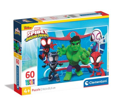 Clementoni 26595 Marvel Spidey And His Amazing Friends Jigsaw 60 Pieces-Supercolor Children 4-6 Years, Cartoon, Gift for Boy/Girls, Puzzle for Kids, Made in Italy, Multicolor