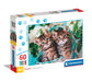Clementoni 26599 Jigsaw Lovely Kitty Twins 60 Pieces-Supercolor Children 4-6 Years, Realistic, Animals, Cats, Gift for Boy/Girls, Puzzle for Kids, Made in Italy, Multicolor