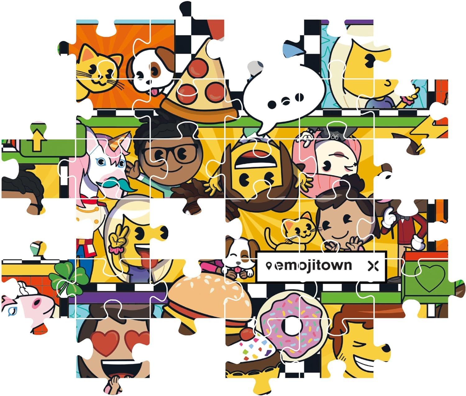 Clementoni 29066 Supercolor Emoji Town-180 Pieces, Jigsaw Kids Age 7, Puzzle Cartoon, Made In Italy