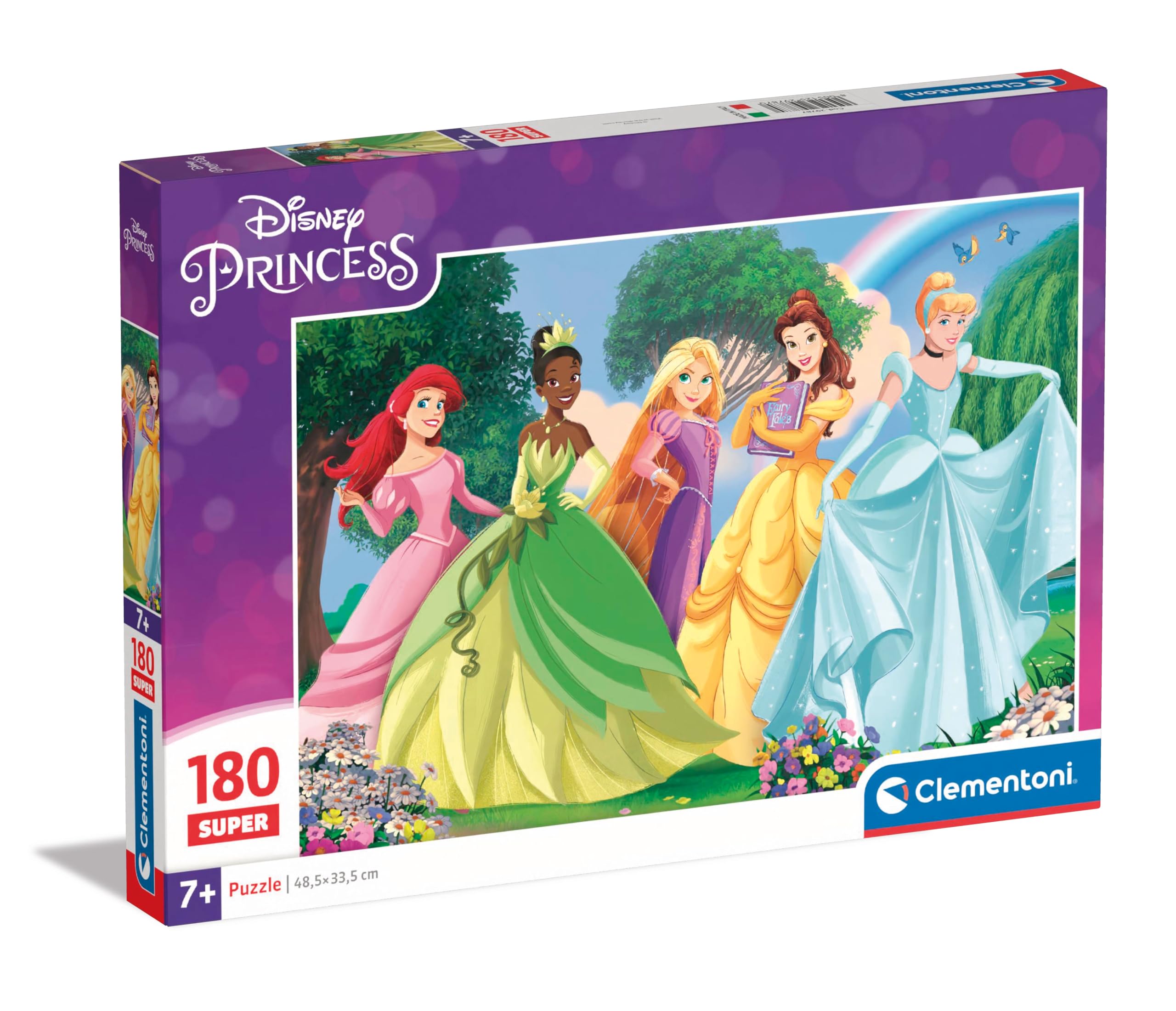 Clementoni 29787 Disney Princess Jigsaw 180 Pieces-Supercolor Children 7-9 Years, Cartoon, Gift for Boy/Girls, Puzzle for Kids, Made in Italy, Multicolor