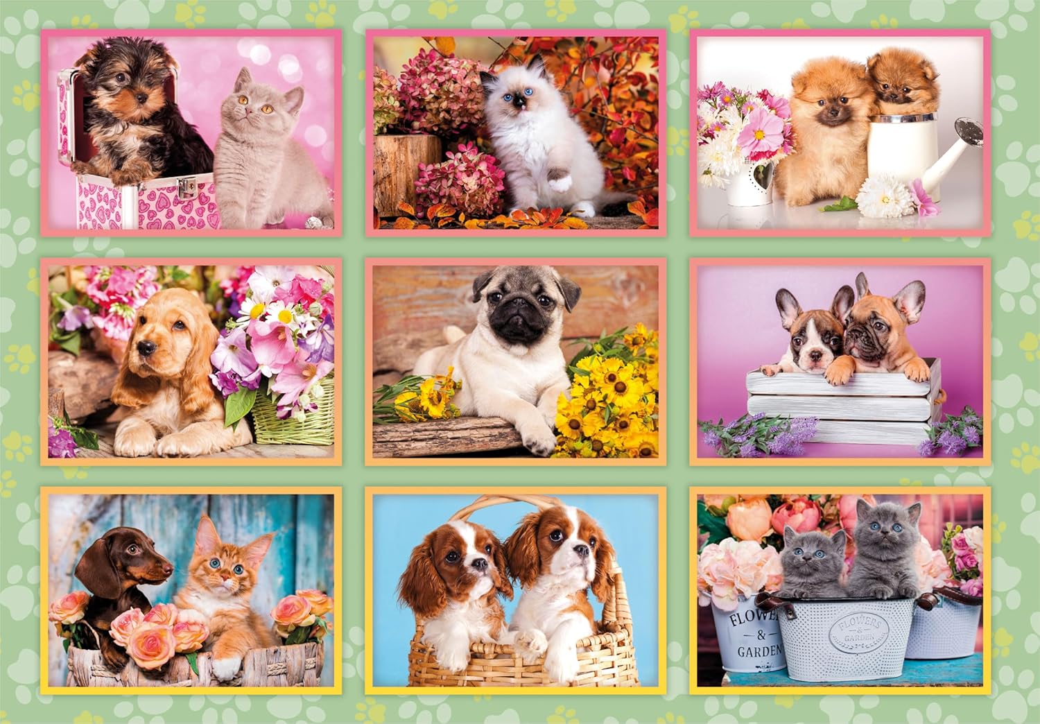 Clementoni 29788 Jigsaw Puppies Collage 180 Pieces-Supercolor Children 7-9 Years, Cartoon, Realistic, Animals, Gift for Boy/Girls, Puzzle for Kids, Made in Italy, Multicolor