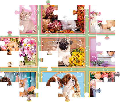 Clementoni 29788 Jigsaw Puppies Collage 180 Pieces-Supercolor Children 7-9 Years, Cartoon, Realistic, Animals, Gift for Boy/Girls, Puzzle for Kids, Made in Italy, Multicolor