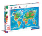 Clementoni Supercolor Dinosaurs Map Puzzle - Puzzle 180 Teile ab 7 Jahren - buntes Kinderpuzzle mit besonderer Leuchtkraft & Farbintensität - Geschicklichkeitsspiel für Kinder 29790