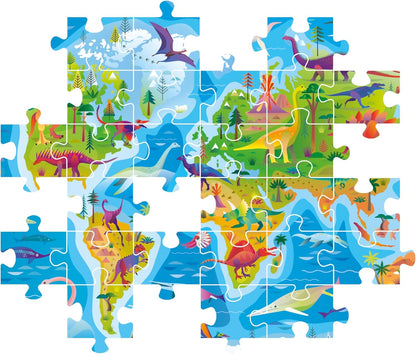 Clementoni Supercolor Dinosaurs Map Puzzle - Puzzle 180 Teile ab 7 Jahren - buntes Kinderpuzzle mit besonderer Leuchtkraft & Farbintensität - Geschicklichkeitsspiel für Kinder 29790