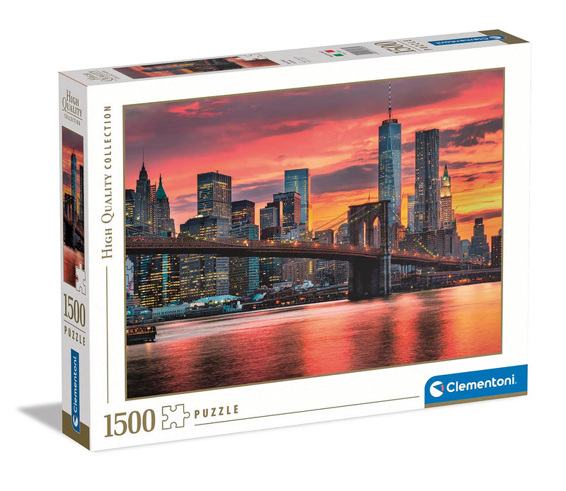 Clementoni- Italia Puzzle Adulto 1500 Piezas East River al anochecer, Nueva York - Desde 14 años (31693), Multicolor