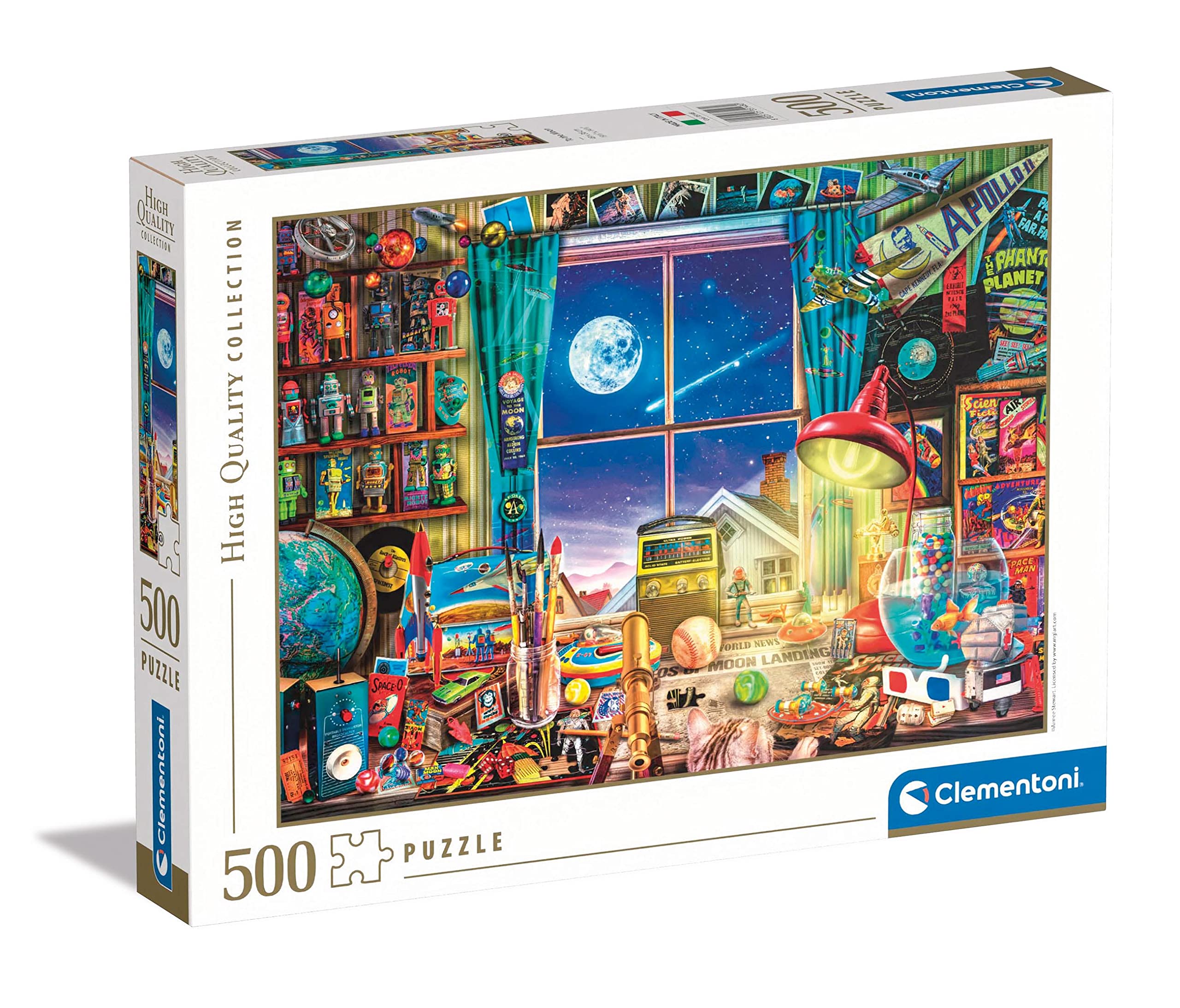 Clementoni - 35148 Collection - to The Moon, Puzzle 500 Teile Für Erwachsene Und Kinder 14 Jahren, Geschicklichkeitsspiel Für Die Ganze Familie