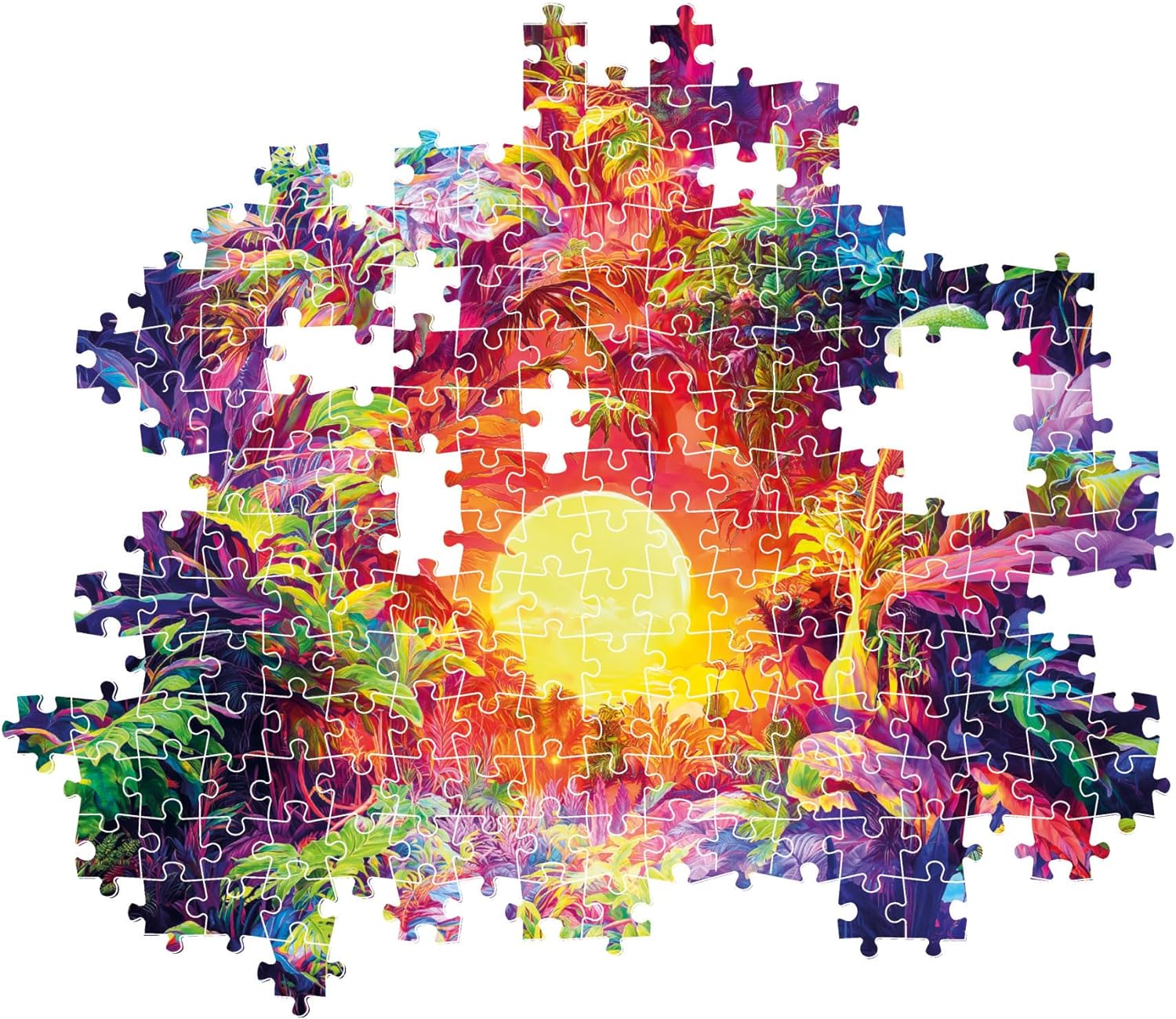 Clementoni 35518 Jigsaw Colorboom Collection-Psychedelic Jungle Sunrise 500 Pieces-Puzzle for Adults 14-99 Years, Gift for Men/Women, Forest, Gradient, Made in Italy, Multicolor