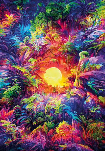 Clementoni 35518 Jigsaw Colorboom Collection-Psychedelic Jungle Sunrise 500 Pieces-Puzzle for Adults 14-99 Years, Gift for Men/Women, Forest, Gradient, Made in Italy, Multicolor