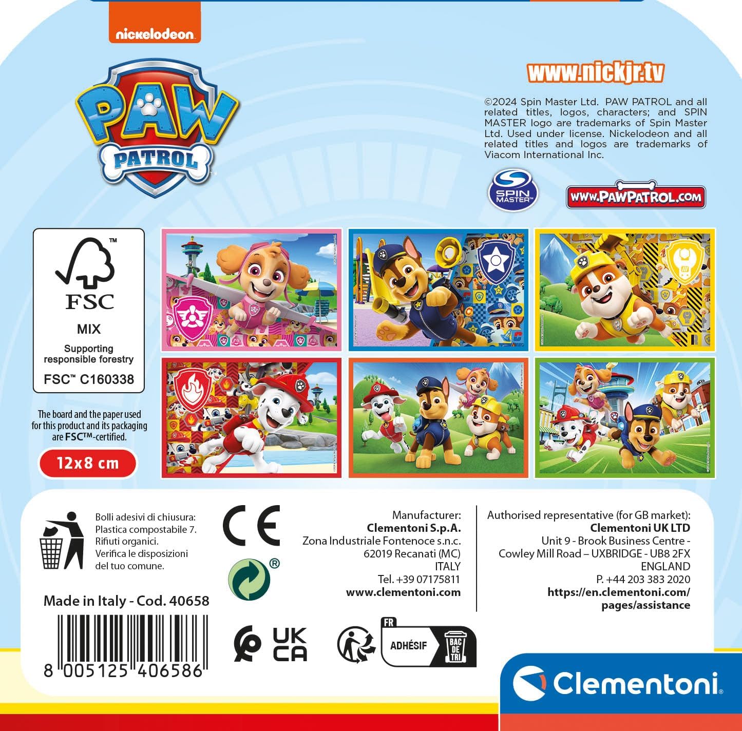 Clementoni Paw Patrol 6 Würfel Puzzle Kinder - Geschicklichkeitsspiel für Kinder ab 3 Jahren - Sensorik- & Motorikspielzeug 40658