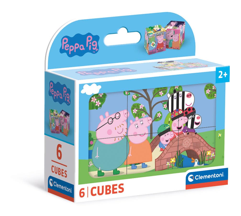 Clementoni Peppa Pig 6 Würfel Puzzle Kinder - Geschicklichkeitsspiel für Kinder ab 3 Jahren - Sensorik- & Motorikspielzeug 40659