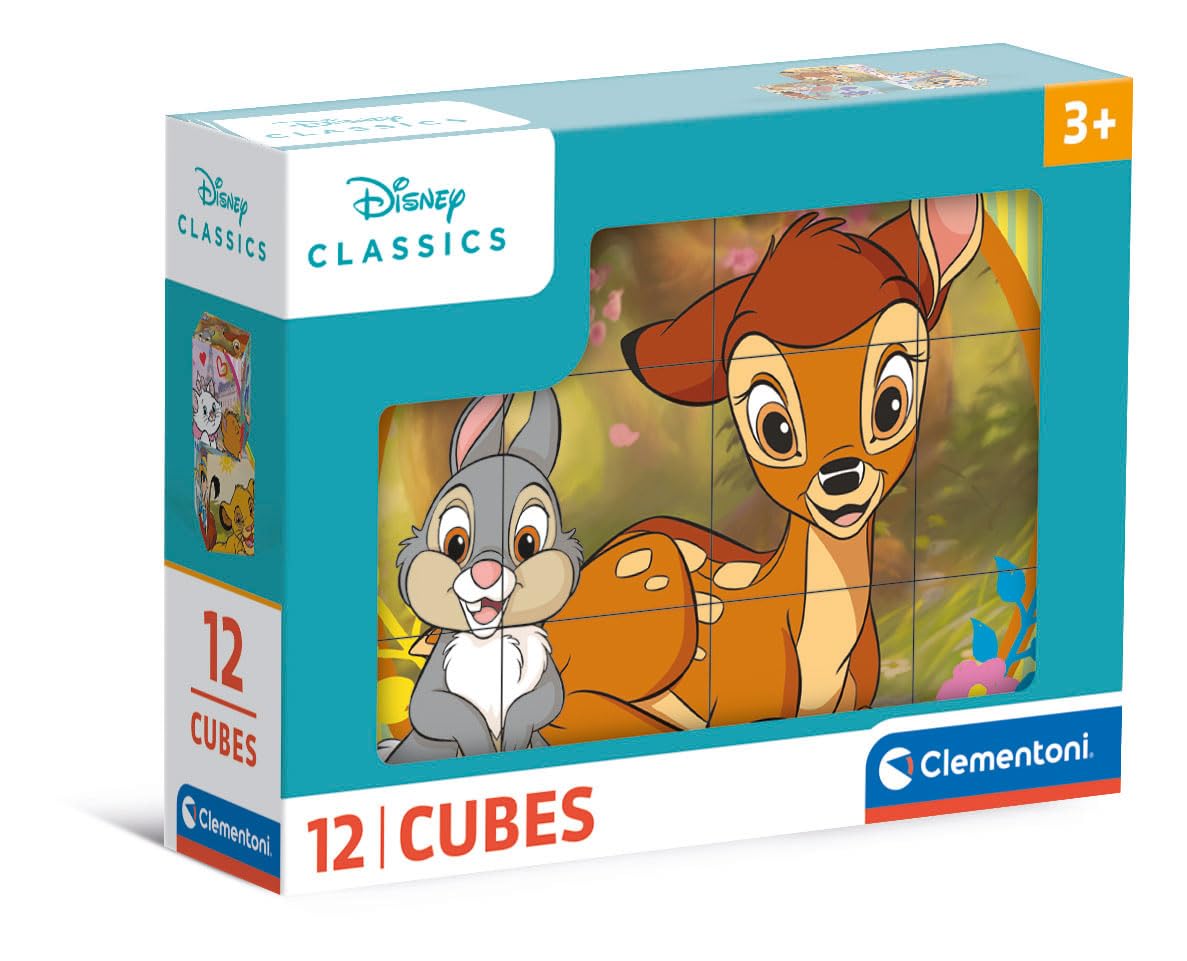 Clementoni 41196 Disney Jigsaw Classic 12 Pieces-Cube Supercolor Children 3-5 Years, Cartoon, Gift for Boy/Girls, Puzzle for Kids, Made in Italy, Multicolor