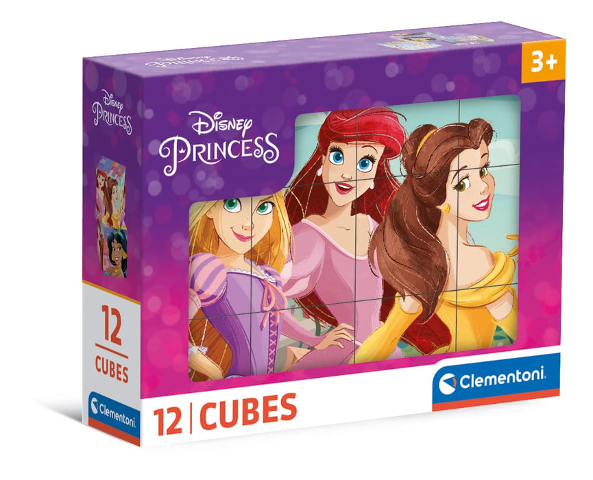 Clementoni Disney Princess 12 Würfel Puzzle Kinder - Geschicklichkeitsspiel für Kinder ab 3 Jahren - Sensorik- & Motorikspielzeug Disney Puzzle 41197