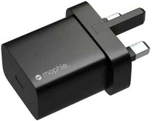 ZAGG mophie Wall Adapter for UK, 20W Fast Charging, USB-C, Compatible with all Smartphones, Black