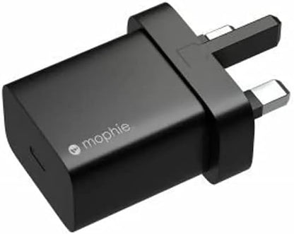 ZAGG mophie Wall Adapter for UK, 20W Fast Charging, USB-C, Compatible with all Smartphones, Black