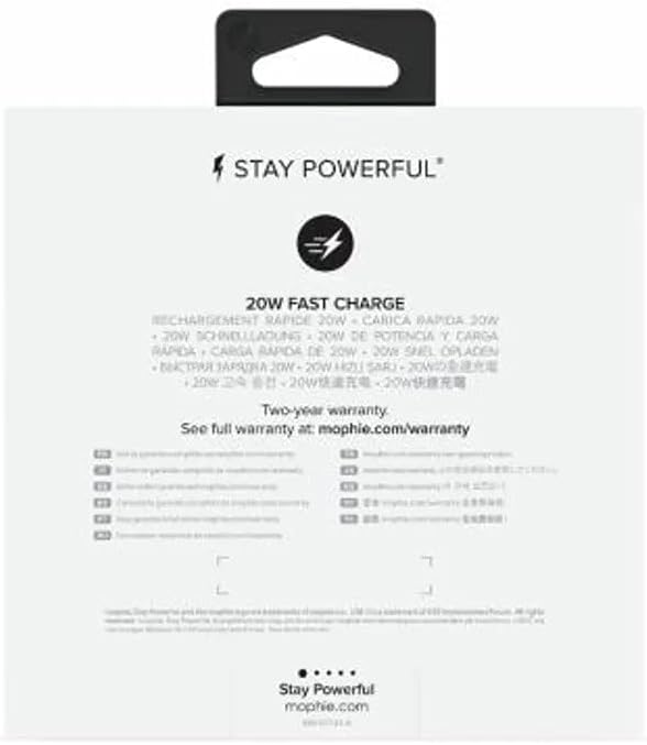 ZAGG mophie Wall Adapter for UK, 20W Fast Charging, USB-C, Compatible with all Smartphones, Black