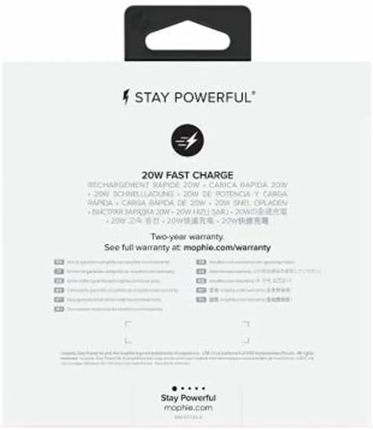 ZAGG mophie Wall Adapter for UK, 20W Fast Charging, USB-C, Compatible with all Smartphones, Black