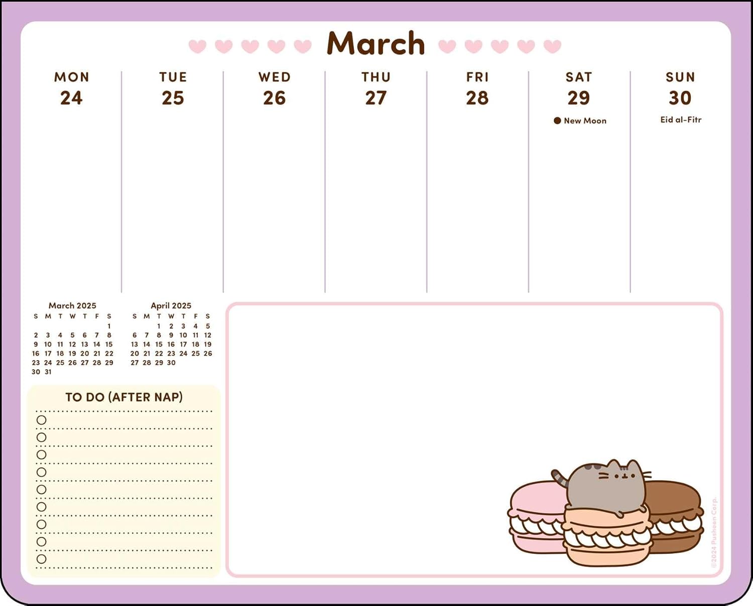 Pusheen 2025 Weekly Desk Pad Calendar