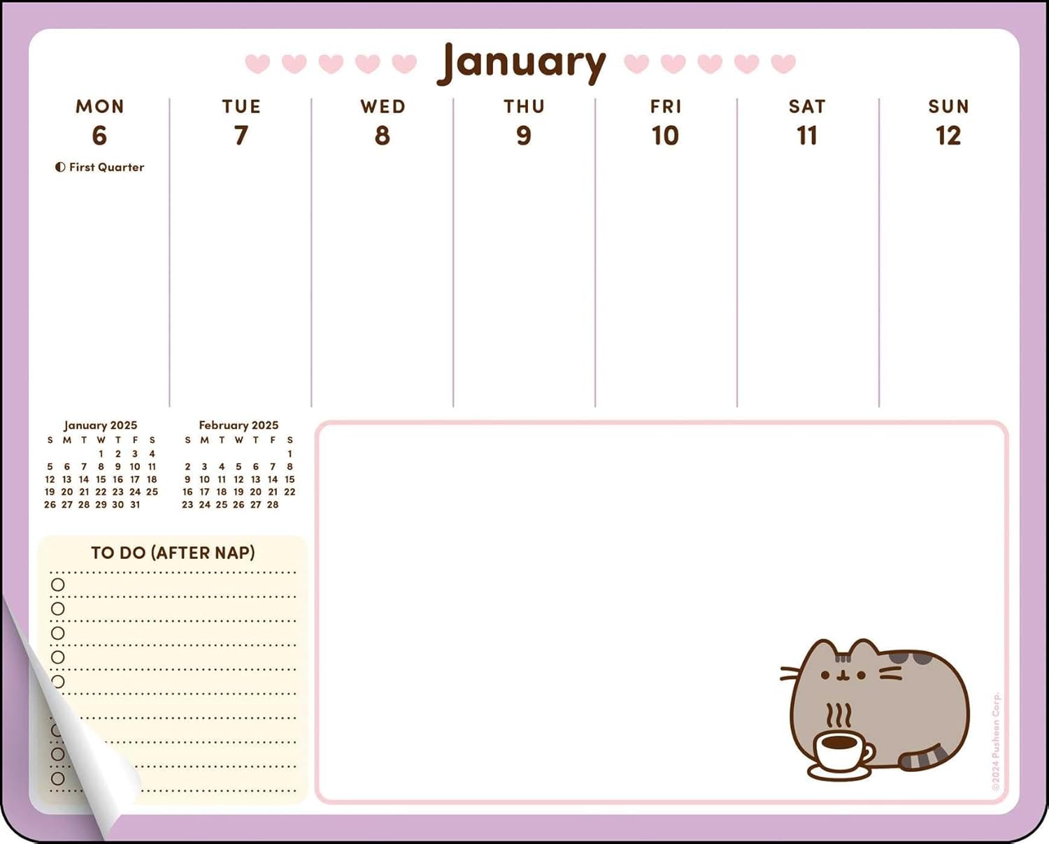 Pusheen 2025 Weekly Desk Pad Calendar