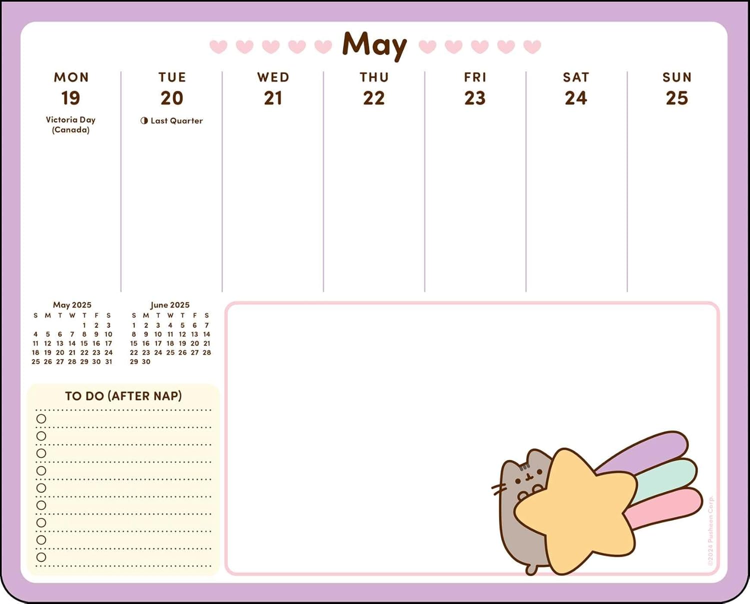Pusheen 2025 Weekly Desk Pad Calendar