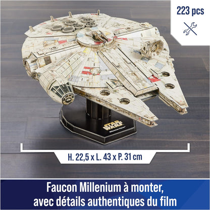 4D Build 6069815 Millennium Falcon 3D 223 Pieces Star Wars Desk Decor Building Toys Paper Model Kits for Adults and Teens 12+
