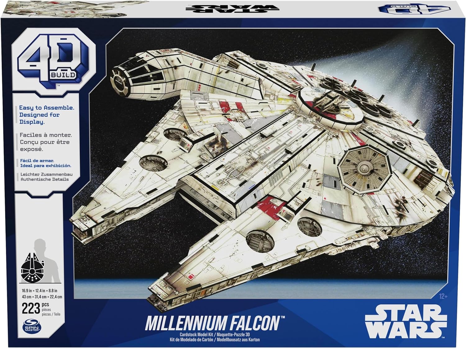 4D Build 6069815 Millennium Falcon 3D 223 Pieces Star Wars Desk Decor Building Toys Paper Model Kits for Adults and Teens 12+