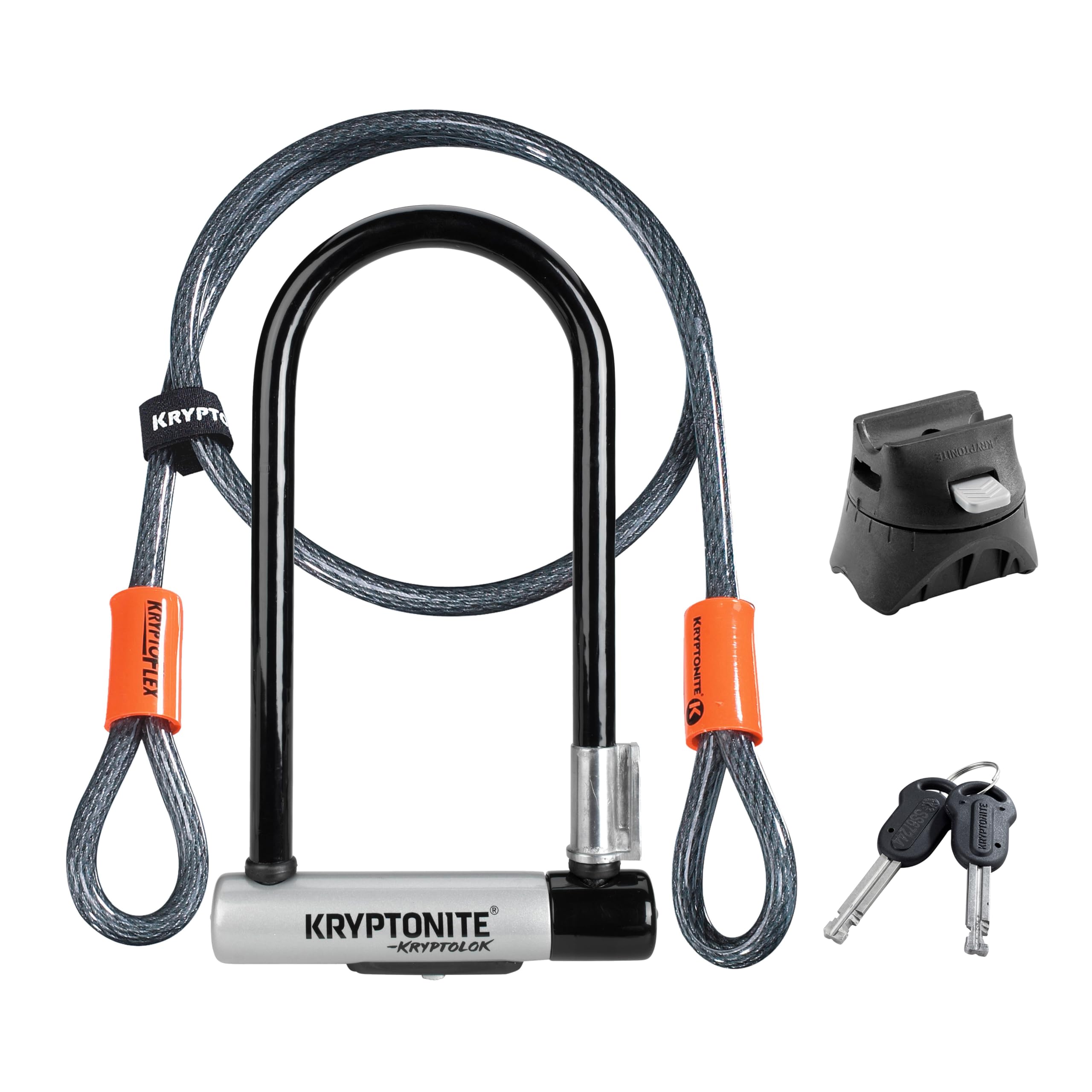 Kryptonite Kryptolok Standard U-Lock with 4 foot Kryptoflex cable Sold Secure Gold
