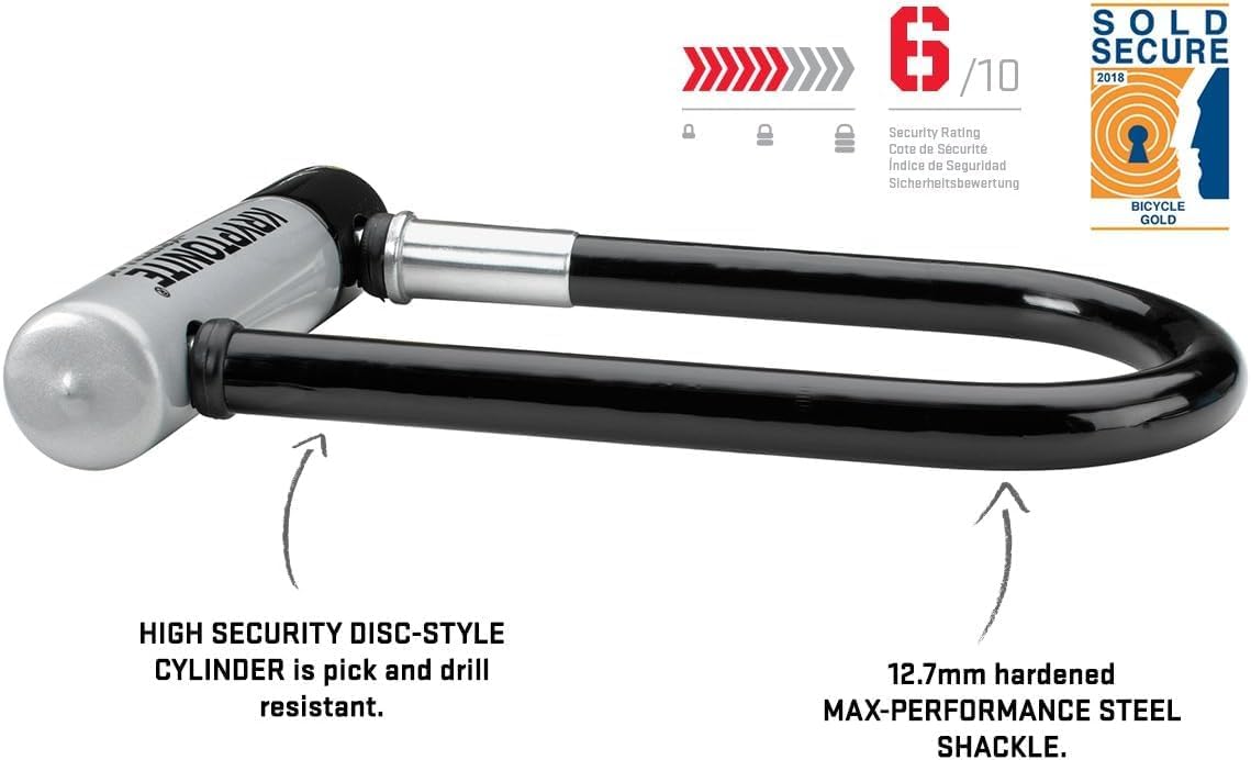 Kryptonite Kryptolok Mini U-Lock With 4 Foot Flex and Flexframe Bracket Sold Secure Gold