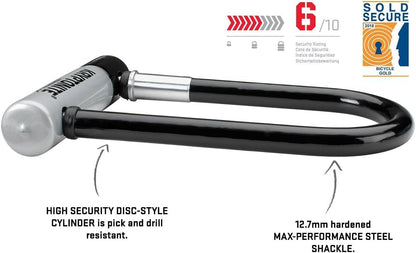Kryptonite Kryptolok Mini U-Lock With 4 Foot Flex and Flexframe Bracket Sold Secure Gold