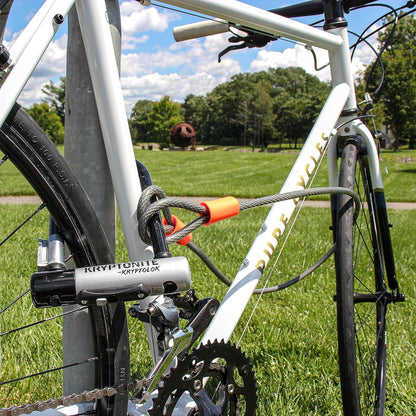 Kryptonite Kryptolok Mini U-Lock With 4 Foot Flex and Flexframe Bracket Sold Secure Gold