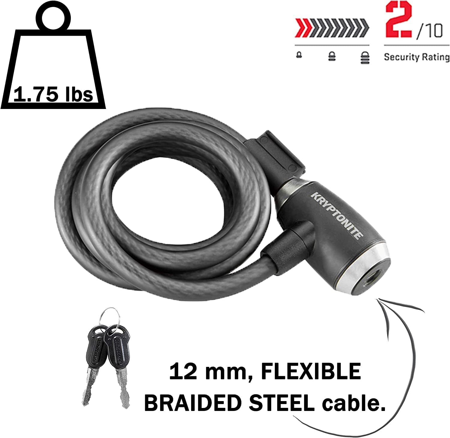 Kryptonite Kryptoflex 1218 Key Cable (12 mm X 180 cm)