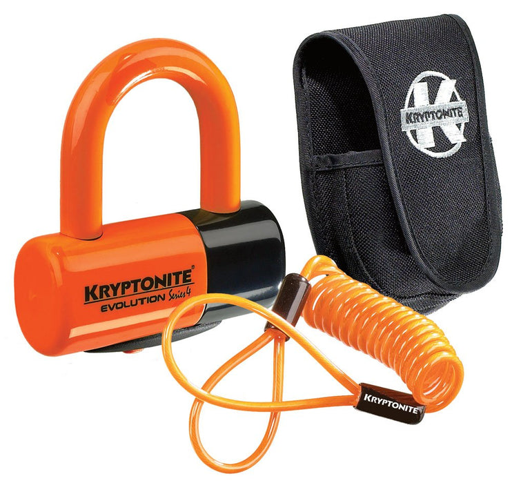 Kryptonite Evolution Disc Lock - Premium Pack - Orange With Pouch And reminder cable