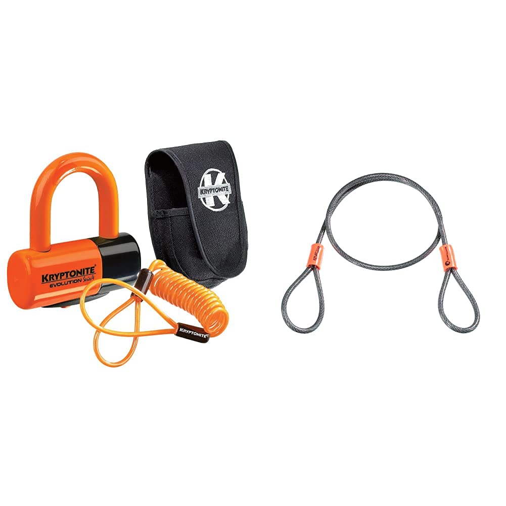Kryptonite Evolution Disc Lock - Premium Pack - Orange With Pouch And reminder cable