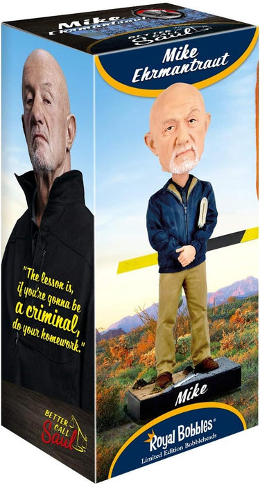 Royal Bobbles Better Call Saul Mike Ehrmantraut Bobblehead, Premium Polyresin Lifelike Figure, Unique Serial Number, Exquisite Detail