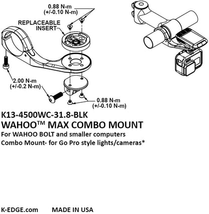 K-Edge Wahoo Max Combo Mount, 31.8mm, Black