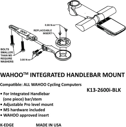 K-Edge Wahoo Integrated Handlebar System Mount, Black