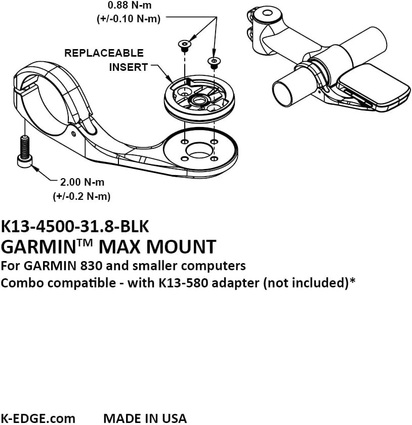 K-Edge Garmin Max Mount, 31.8mm, Black