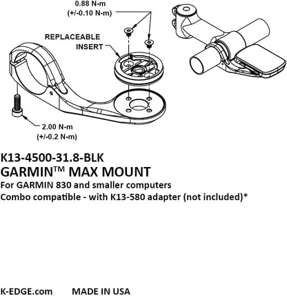 K-Edge Garmin Max Mount, 31.8mm, Black