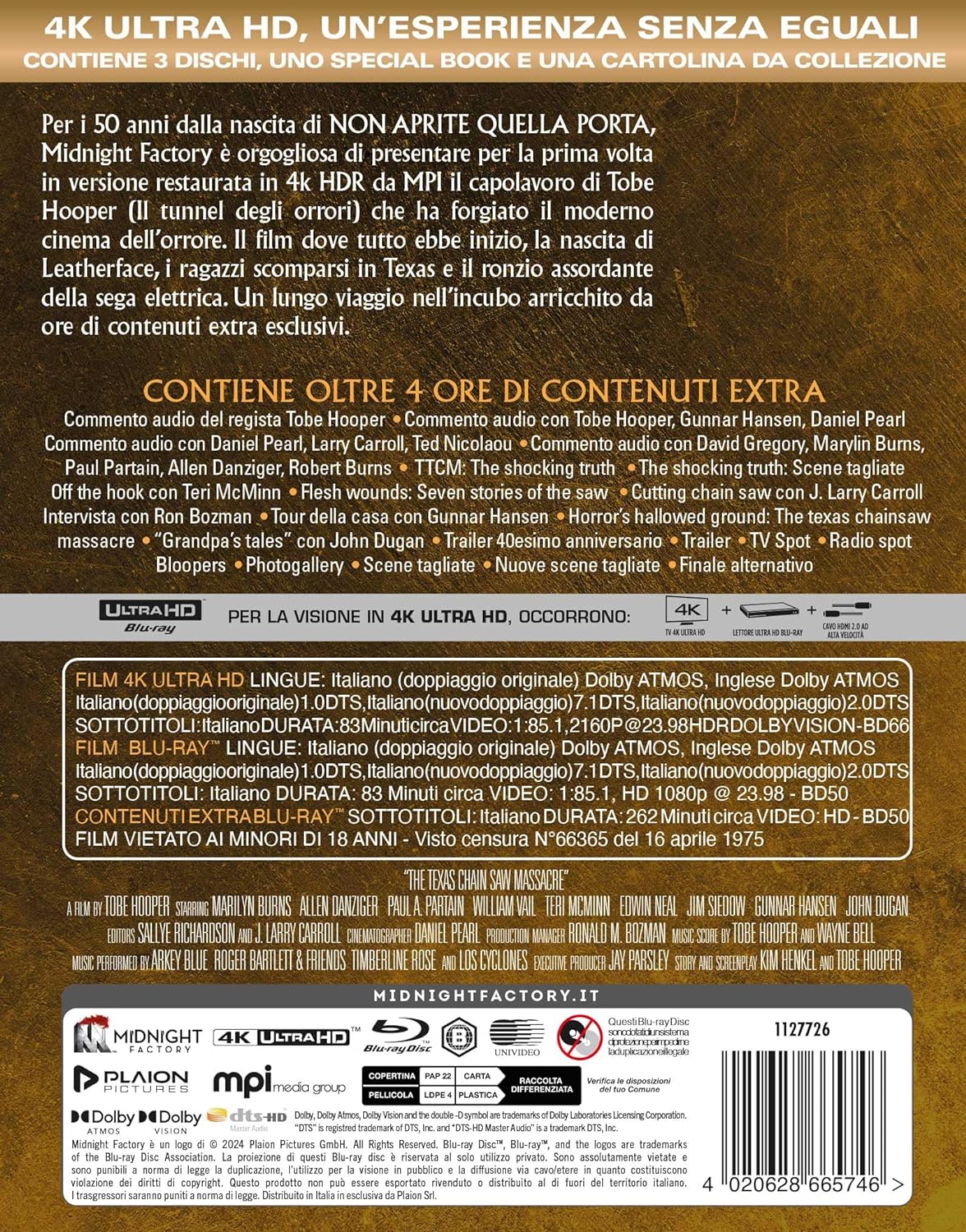 Non Aprite Quella Porta (50° Anniversario 4K UHD + 2 Blu-ray