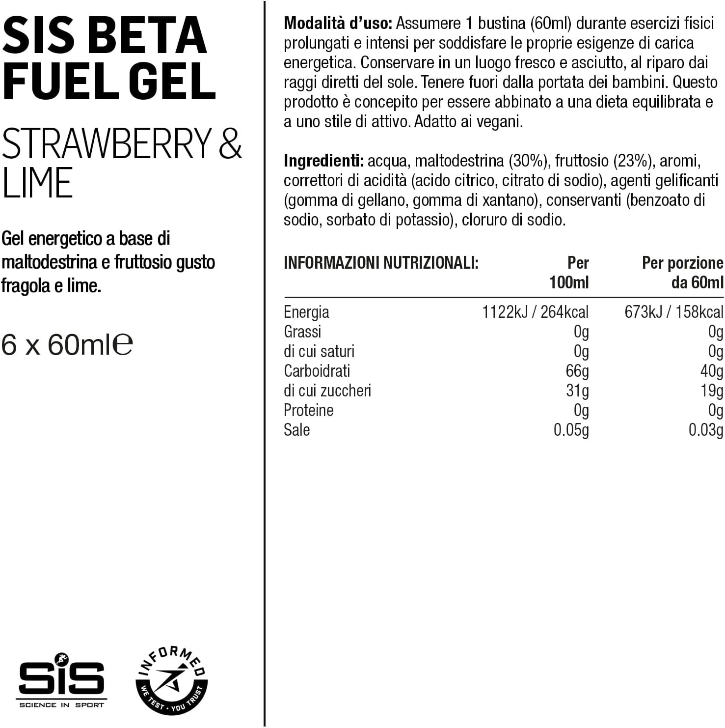 Science in Sport BetaFuel Gels Dual Source Energy Gel Sportgetränk, Geschmack Erdbeere und Limette, 40g Kohlenhydrate pro Gel, 60ml Portion (6er Packung), Science In Sport Science In Sport Beta Fuel Energy Gel - box of 6 gels - strawberry and lime