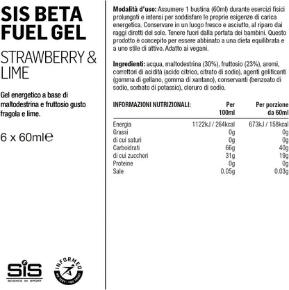 Science in Sport BetaFuel Gels Dual Source Energy Gel Sportgetränk, Geschmack Erdbeere und Limette, 40g Kohlenhydrate pro Gel, 60ml Portion (6er Packung), Science In Sport Science In Sport Beta Fuel Energy Gel - box of 6 gels - strawberry and lime