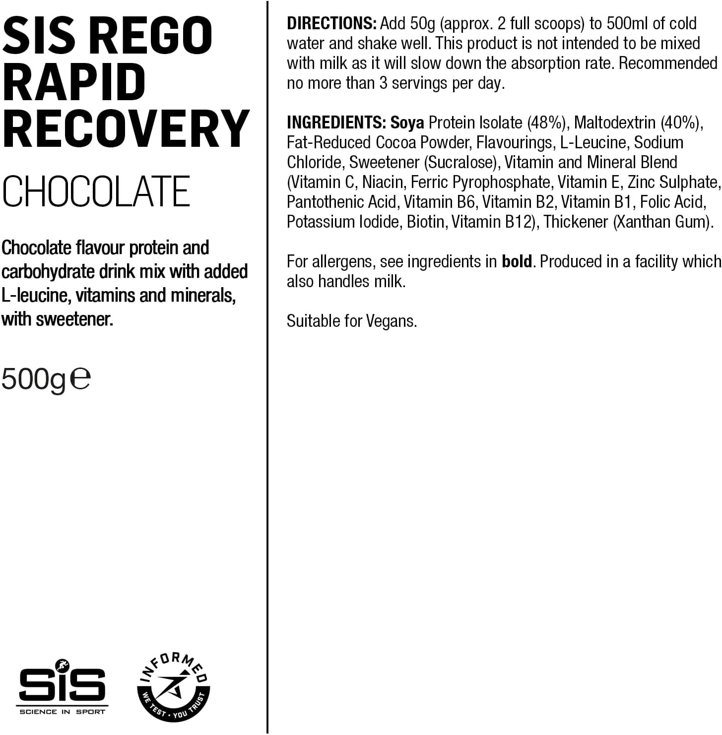 REGO Rapid Recovery Drink Powder - 500G - Chocolate