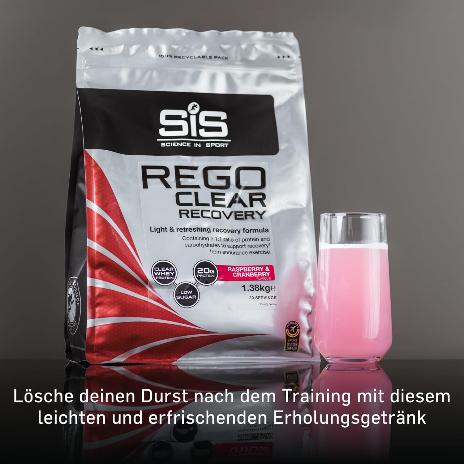 REGO Clear Whey Protein Drink - 1.38kg - Raspberry and Cranberry