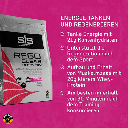 REGO Clear Whey Protein Drink - 1.38kg - Raspberry and Cranberry