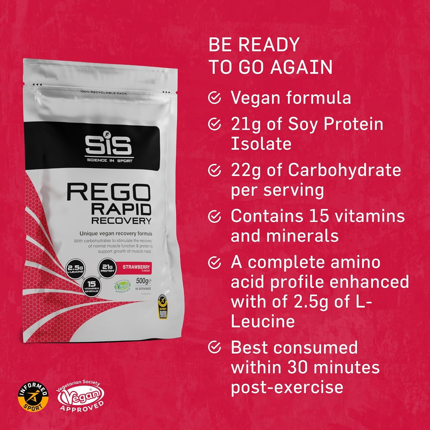 REGO Rapid Recovery Drink Powder - 500G - Strawberry